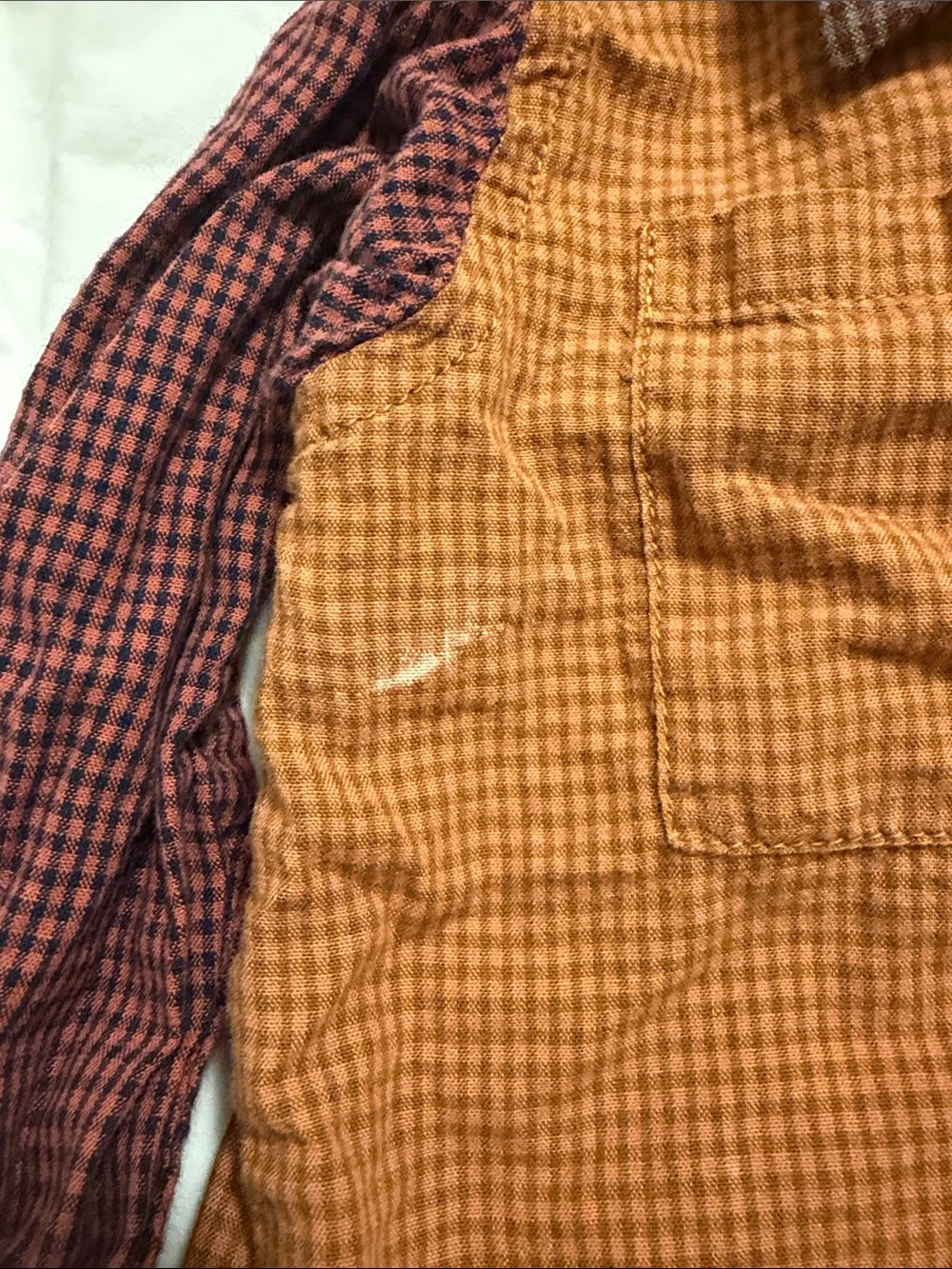 Patchwork Button-Front Kids Shirt in Brown & Mustard